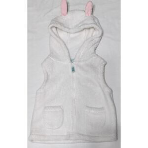 Carter’s 24mon white Bunny Sherpa vest with pink ears.